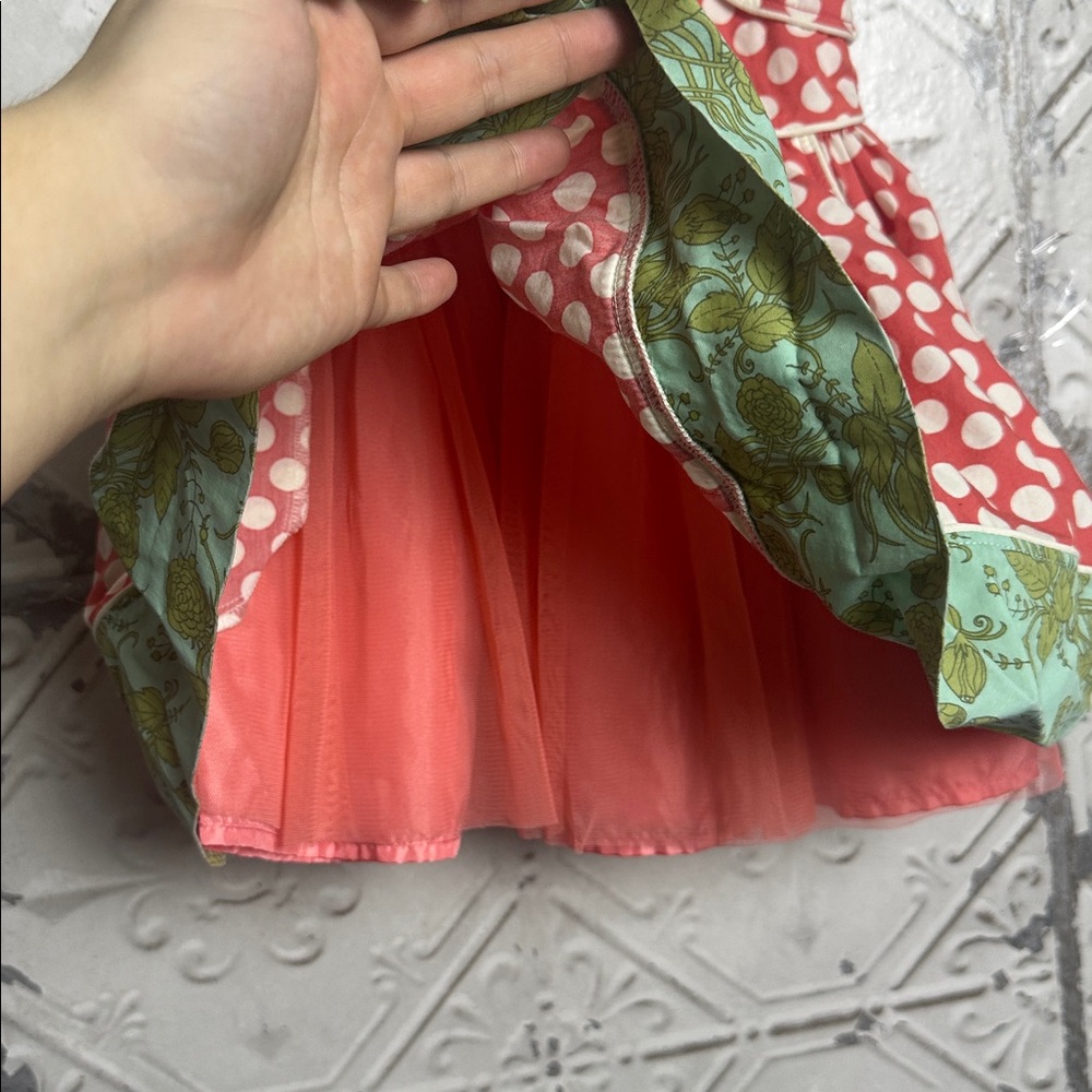 Matilda Jane Polka Dot Dress with Green Floral Hem - Picture 2 of 4